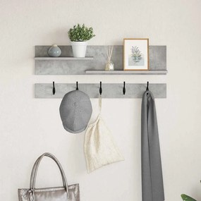 Fali Kabáthorog polcokkal Beton szürke 90 x 15 x 36 cm Faanyag