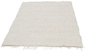 Bolyhos szőnyeg bézs 127x171 hosszú szálú puha rongyszőnyeg