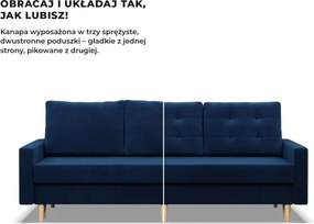 Etna kanapéágy, bársony, bonell töltet, kék