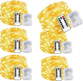 Drót Lámpa 5m Fény 50 Led Fehér Meleg Elemes Karácsonyfa