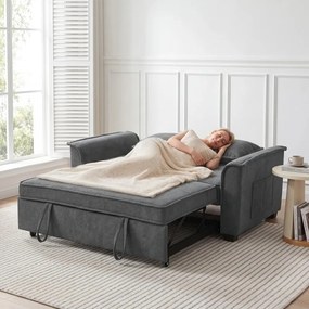 HOMCOM Futon kanapéágy, állítható háttámlával, 2 személyes, 2 párnával, sötétszürke
