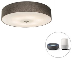Okos mennyezeti lámpa taupe 70 cm 6 darab A60 WiFi izzóval - Drum Jute