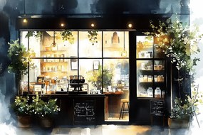 Vászonkép Canvas Város Kávézó Bolt Kávézó Oldal 120x80