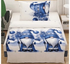 Mikroplüss ágyneműhuzat GNOMLI fehér-kék Ágyneműhuzat mérete: 70 x 90 cm | 140 x 220 cm