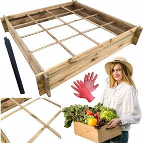Magasított ágyás 120x120x24cm Zöldség-gyümölcs palántanevelő gyógynövényes láda