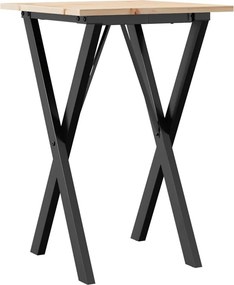 vidaXL tömör fenyőfa és acél étkezőasztal X-vázzal 50x50x75 cm