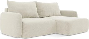 Krémszínű kinyitható-tárolóhelyes sarokkanapé (jobb oldali) Kalena – Makamii