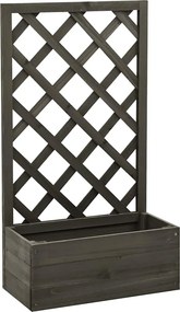 vidaXL szürke tömör fenyőfa rácsos kerti ültetőláda 50x25x90 cm