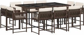 vidaXL 11 részes barna polyrattan kerti ülőgarnitúra párnákkal