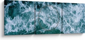 Kép - Óceáni hullámok (órával) (90x30 cm)