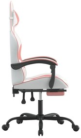 fehér és rózsaszín műbőr forgó játékszék lábtartóval