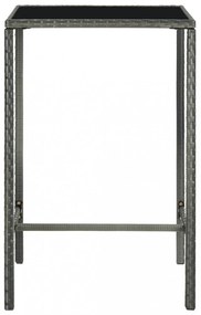 szürke polyrattan és üveg kerti bárasztal 70 x 70 x 110 cm