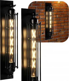 2 Fali lámpa nappaliba E27 retro fekete fali lámpa