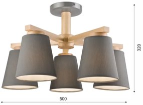 ELLIE mennyezeti lámpa 5xE27/60W/230V szürke