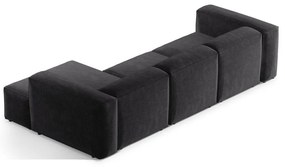 Sötétszürke kordbársony sarokkanapé (jobb oldali-heverő résszel) Bergano – Cosmopolitan Design