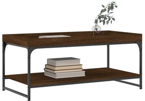 Barna tölgyszínű szerelt fa dohányzóasztal 100x49x45 cm