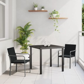 3 részes kertibútor szett párnákkal, fekete poli rattan
