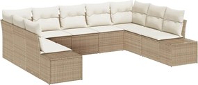 vidaXL Kerti Kanapé Szett párnával 9 pcs Beige és krém Polyrattan