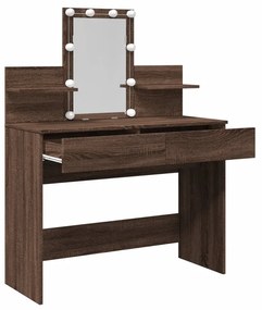 barna tölgy színű fésülködőasztal LED-del 100 x 40 x 130 cm