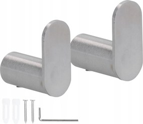 2x Akasztó Fali Törölközőtartó Ruházat Ezüst Acél 304 Borg Hygiene