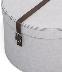 Világosszürke fedeles karton tárolódoboz szett 2 db-os ø 37,5x25,5 cm Rut – Bigso Box of Sweden