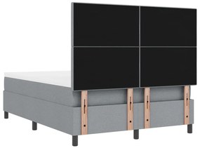 Box Spring Ágy Matrac Világosszürke 140x190 cm Szövet