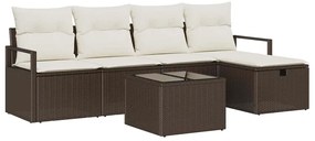 vidaXL Kanapé Szett párnával tárolóval 6 pcs Barna és Krém polirattan