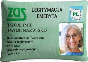 Nyugdíjas kártya párna 60x40 cm az Ön fényképével Ajándék Nagymama nyugdíjasának