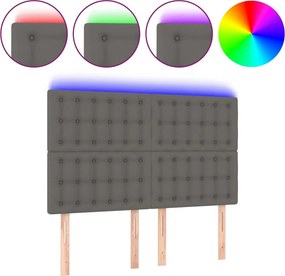 vidaXL szürke műbőr LED-es fejtámla 144x5x118/128 cm