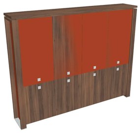 Verno+ S magas szekrény 260 x 46 x 210 cm, kombinált ajtó, dió / narancs