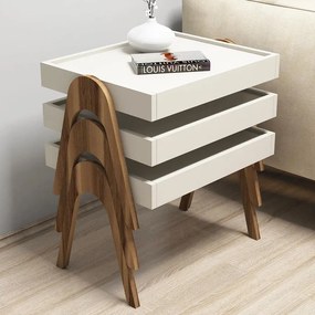 Dohányzóasztal (3 részes) Roma - Walnut, Cream