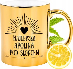 Prémium Arany Csillogó Bögre Apolina Ajándék Nyomtatott Fotóval