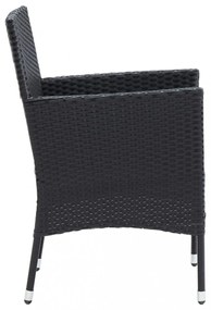 4 db fekete polyrattan kerti étkezőszék