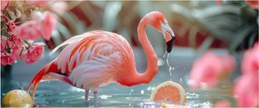 Kép - Flamingó a tóban (120x50 cm)