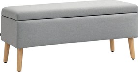 HOMCOM Tároló Pad Laza Hatású Kárpitozással, Ágy Pad Fa Lábbal, Tároló Doboz Nappalihoz, Hálószobához, Előszobához 110 x 39 x 45 cm, Szürke | Aosom