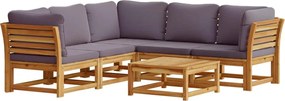 vidaXL 6 részes tömör akácfa kerti ülőgarnitúra párnákkal