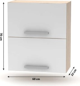 Billenő felsőszekrény 2DV, tölgy sonoma/fehér, NOVA PLUS NOPL-008-VH