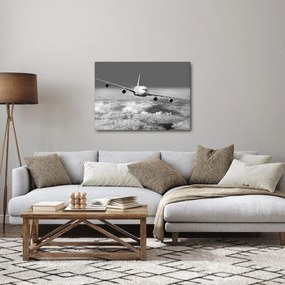 Kép - Repülőgép a felhőkben, fekete-fehér (70x50 cm)