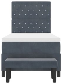 Boxspring ágy matraccal &amp; paddal sötétszürke 90x190 cm bársony