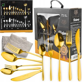Arany Evőeszköz Szett Evőeszköz Doboz 72EL 12 Személyes Arany Evőeszköz Szett