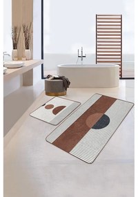 Fehér-barna fürdőszobai kilépő szett 2 db-os 60x100 cm – Mila Home