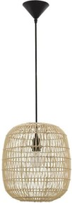 Nova Luce függeszték Melody natúr rattan fekete kábel E27 1x12W 230V