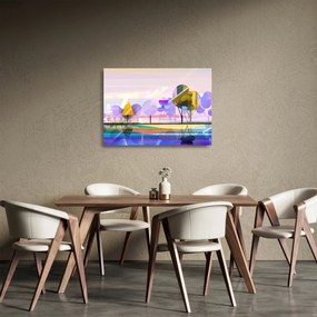Kép - absztrakció, táj (üvegen) (70x50 cm)