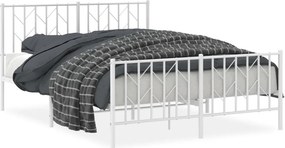 vidaXL fehér fém ágykeret fej- és lábtámlával 135 x 190 cm