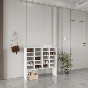 Tisso 20 polcos cipősszekrény, Fehér, 104 x 30 x 100 cm