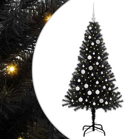 vidaXL Karácsonyfa 150 LED-del állvánnyal Fekete 150 cm PVC