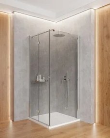 KERRIA PLUS WALK-IN SHOWER WALL, TOTALWHITE TRANSPARENT GLASS WITH COVER, CHROME, 90CM