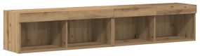TV faliszekrények LED világítással 2 db Kézműves tölgy 80x30x30 cm