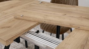 Mazzoni Ovális bővíthető étkezőasztal EXPANSO Craft Arany Tölgy / fekete lábak