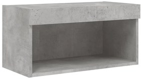 8 darab betonszürke szerelt fa fali TV-bútor LED-del